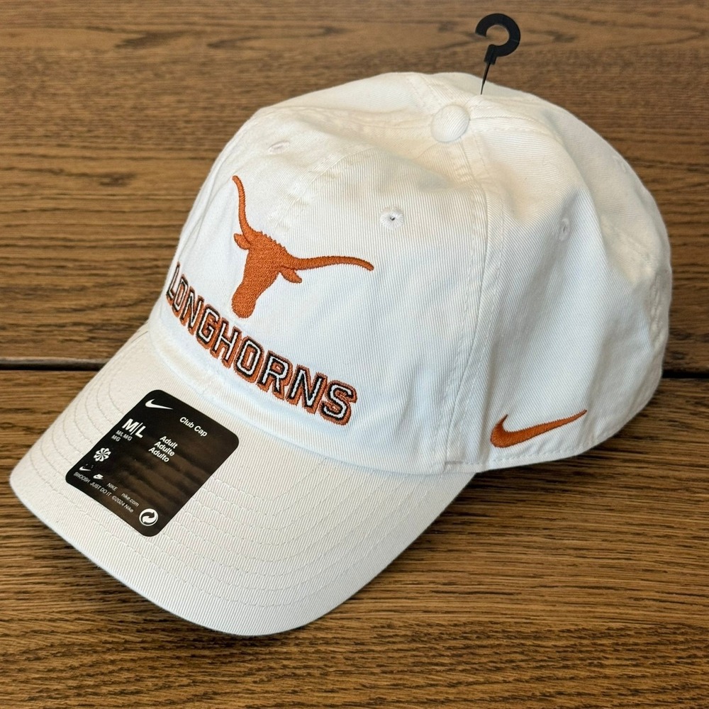 Nike Adult Texas Longhorns White Game Day Club Adjustable Hat On-Field M/L NWT